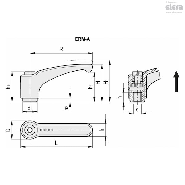 Black-oxide Steel Clamping Element, Threaded Hole, ERM.63-1/4-20-C2